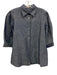 Ann Mashburn Size Medium Navy Blue Linen Blend Half Sleeve Button Front Top Navy Blue / Medium
