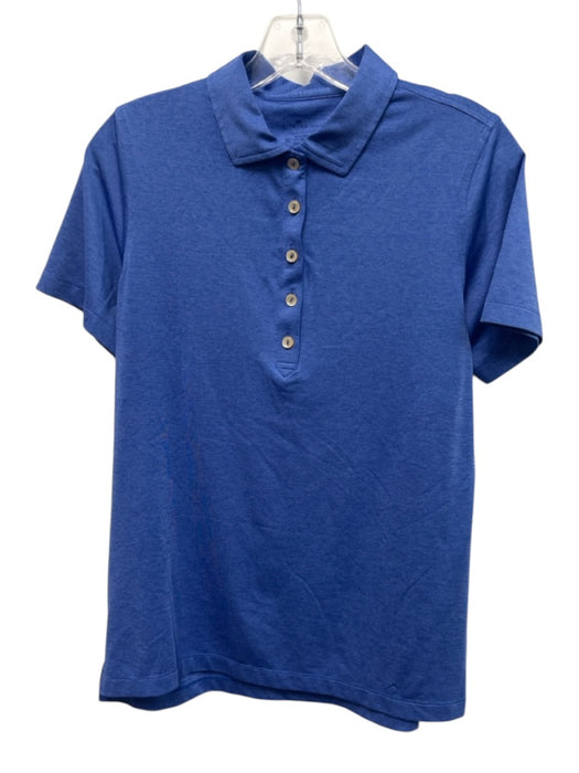 Peter Millar Size M Blue Polyester Blend Heathered Short Sleeve Polo Top Blue / M