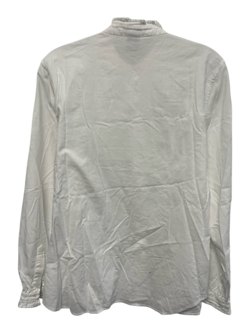 Aspesi Size 42 White Cotton Pintuck Bib Front Button Down Long Sleeve Top White / 42