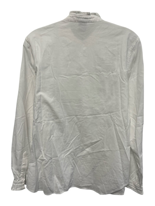 Aspesi Size 42 White Cotton Pintuck Bib Front Button Down Long Sleeve Top White / 42