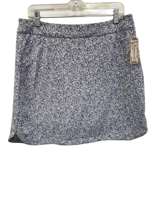 Peter Millar Size L Navy Blue & White Polyester Blend Paisley Back pockets Skirt Navy Blue & White / L