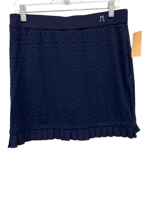 J. McLaughlin Size M Navy Blue Nylon Blend Built in Shorts Pleated Hem Skirt Navy Blue / M