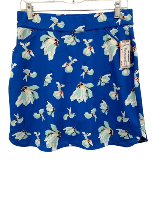 Peter Millar Size M Blue, White, Black Polyester Blend Curved Hem Floral Skirt Blue, White, Black / M
