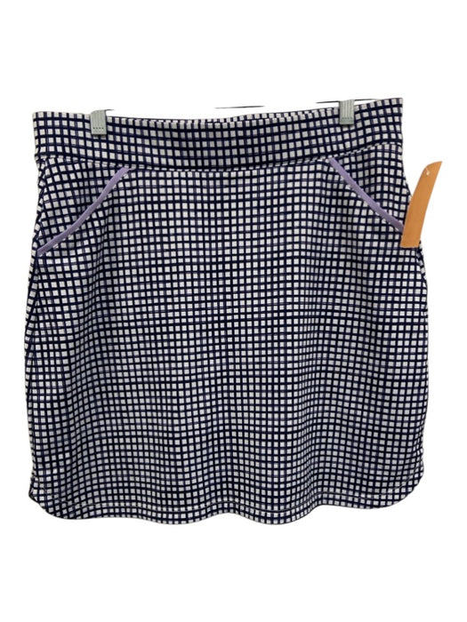 Peter Millar Size M Blue & White Polyester Blend Curved Hem Windowpane Skirt Blue & White / M