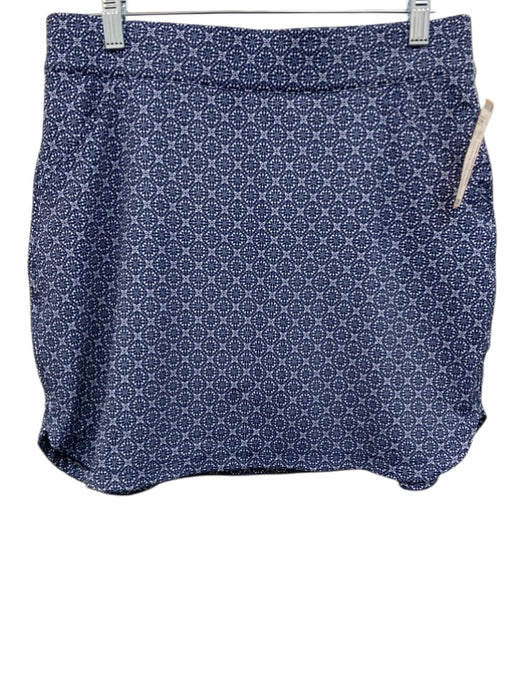 Peter Millar Size M Navy Blue & White Polyester Blend Curved Hem Geometric Skirt Navy Blue & White / M