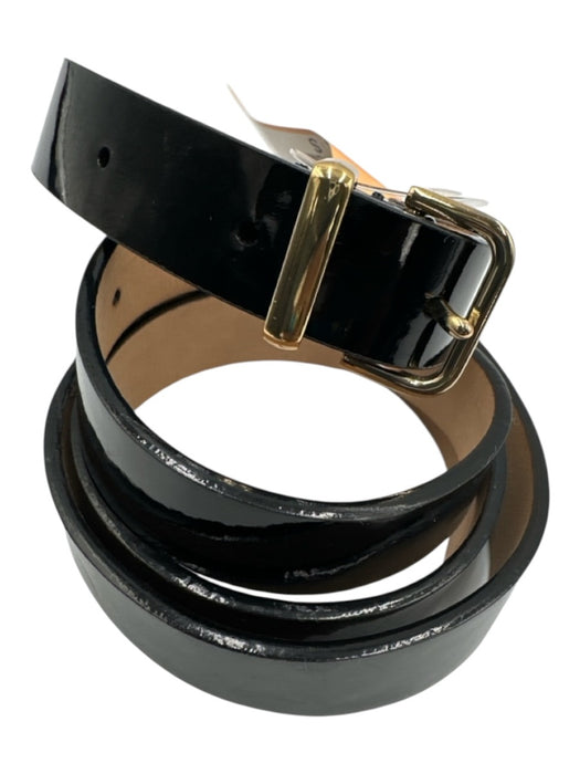 J. Crew Black Patent Leather Gold Tone Hardware Buckle Skinny Belts Black / S
