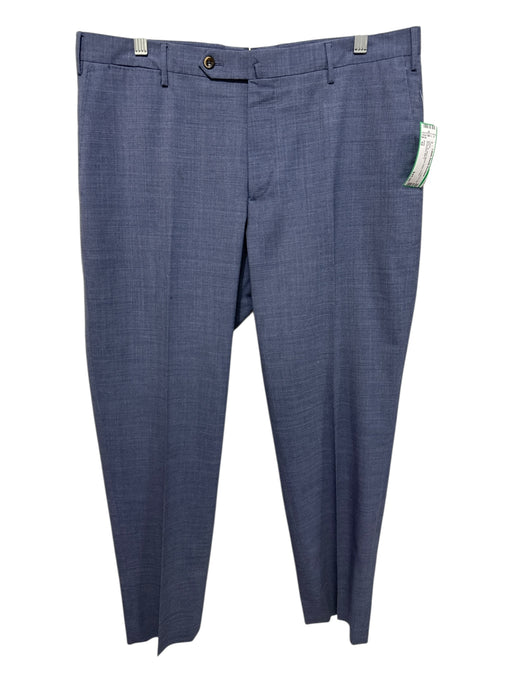 PT01 Size 52 Blue Wool Blend Solid Dress Men's Pants Blue / 52