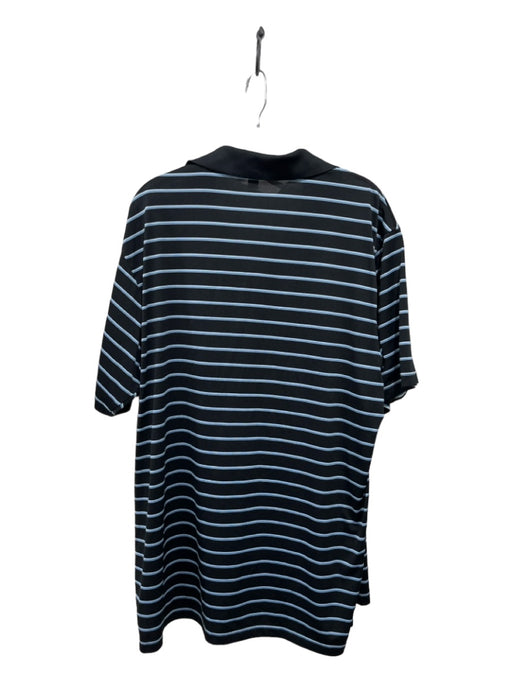 Peter Millar Size L Navy & Blue Polyester Stripe Polo short sleeve Men's Shirt L