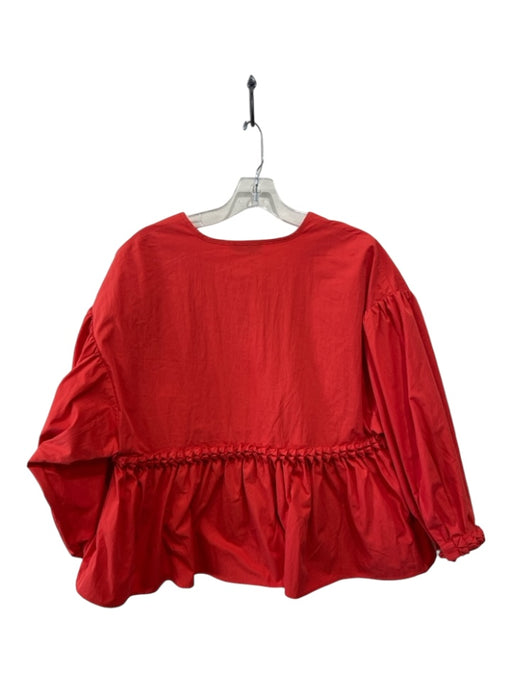 Rhode Size M Red Cotton Blend V Neck 3/4 puff sleeve Top Red / M