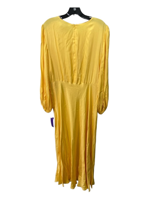 Farm Rio Size XL Yellow Viscose Long Balloon Sleeve Round Neck Maxi Dress Yellow / XL