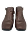 Prada Shoe Size 37.5 Brown Leather Square Toe Chelsea Buckle Rubber Sole Booties Brown / 37.5