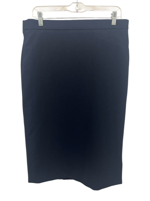 Christian Siriano Size 14 Navy Silk Knee Length Pencil Skirt Navy / 14