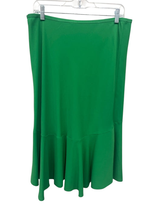 Diane Von Furstenberg Size 12 Green Polyester Elastic Waist Midi Skirt Green / 12