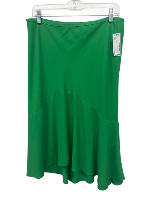 Diane Von Furstenberg Size 12 Green Polyester Elastic Waist Midi Skirt Green / 12