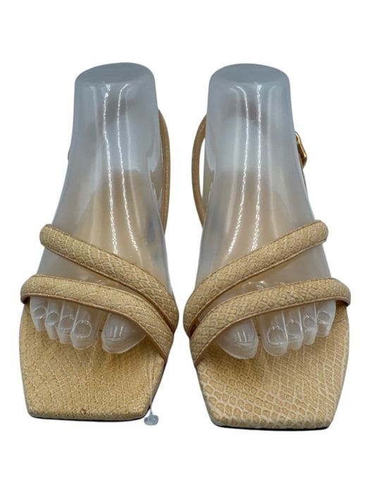 Dorthee Schumacher Shoe Size 38.5 Beige Leather Square Toe Snake Strappy Sandals Beige / 38.5