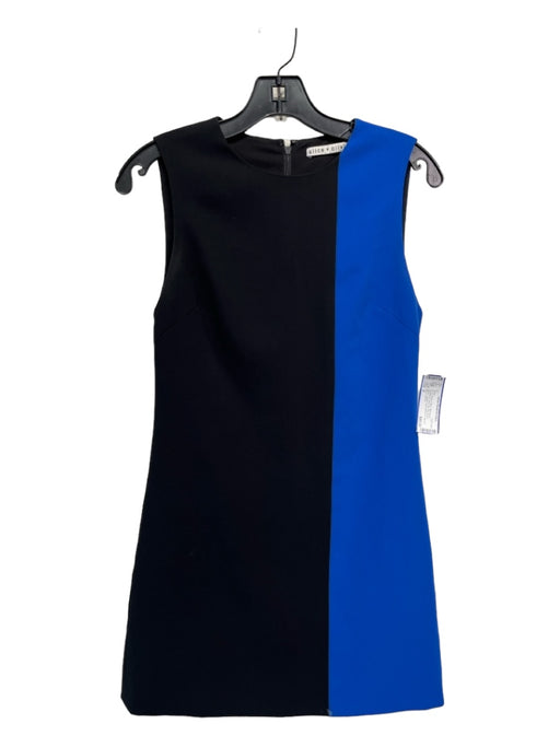 Alice + Olivia Size 4 Black & Blue Sleeveless Colorblock Back Zip Dress Black & Blue / 4