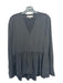 Tibi Size 00 Black Silk V Neck Long Sleeve Peplum Top Black / 00