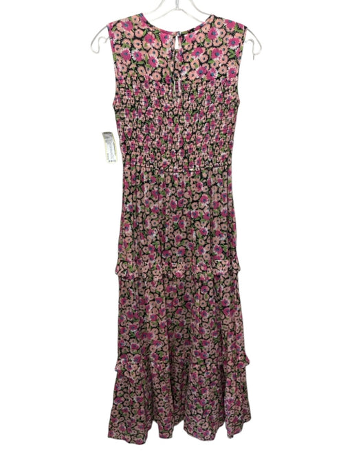 Banjanan Size XS Black, Pink & Multi Cotton Floral Sleeveless Ruffle Dress Black, Pink & Multi / XS