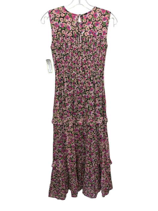 Banjanan Size XS Black, Pink & Multi Cotton Floral Sleeveless Ruffle Dress Black, Pink & Multi / XS