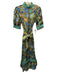Celia B Size S Olive Brown & Multi Silk Blend Floral Semi Sheer Dress Olive Brown & Multi / S