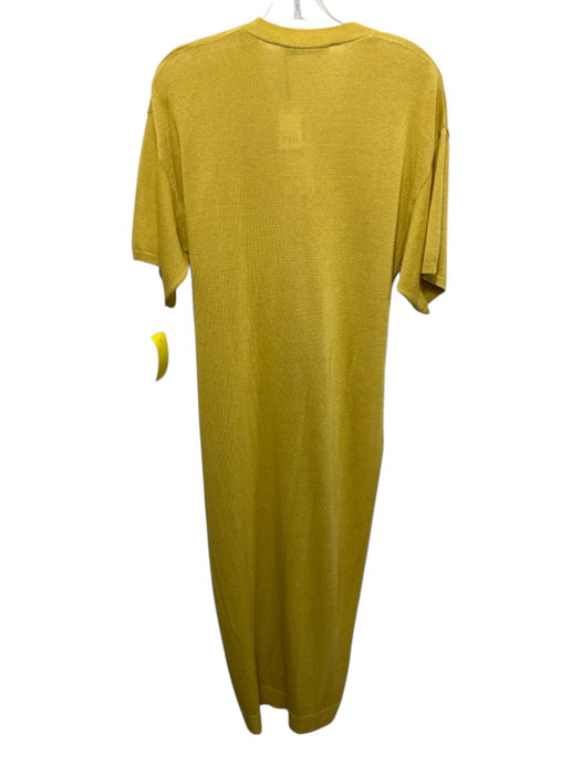 Zara Size S Mustard Yellow Viscose Blend Knit Short Sleeve Button Front Dress Mustard Yellow / S