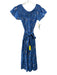 Guadalupe Size One Size Blue & Gray Cotton Botanical Print Off Shoulder Dress Blue & Gray / One Size