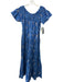 Guadalupe Size One Size Blue & Gray Cotton Botanical Print Off Shoulder Dress Blue & Gray / One Size
