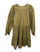 Ulla Johnson Size 2 Olive Green Cotton Long Balloon Sleeve V Neck Tiered Dress Olive Green / 2