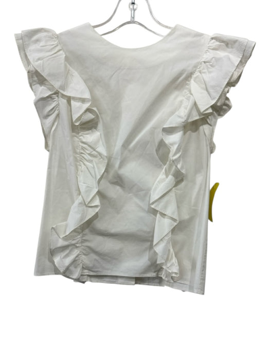 Whit Size P White Cotton Blend Sleeveless Ruffle Button Back Top White / P