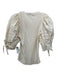 Ulla Johnson Size P Cream Beige Cotton Ribbed Knit 1/2 Puff Sleeve Top Cream Beige / P