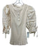 Ulla Johnson Size P Cream Beige Cotton Ribbed Knit 1/2 Puff Sleeve Top Cream Beige / P