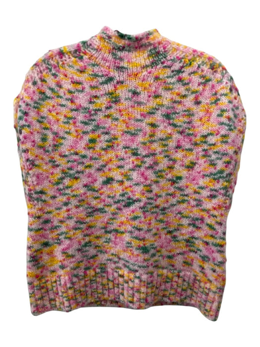 Ann Mashburn Size XS Pink & Multi Mohair Blend Marled Knit Mock Neck Vest Pink & Multi / XS