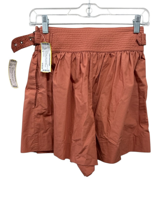 Ulla Johnson Size 0 Clay Orange Cotton Belt Detail Gathered Waist Shorts Clay Orange / 0