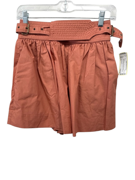 Ulla Johnson Size 0 Clay Orange Cotton Belt Detail Gathered Waist Shorts Clay Orange / 0