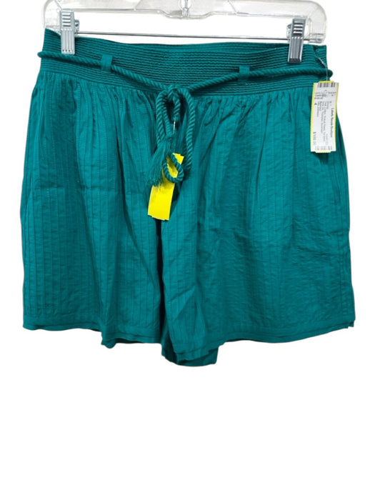 Ulla Johnson Size 4 Teal Cotton Pintuck Pleats Tie Waist Side Zip Shorts Teal / 4