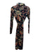 Cara Cara Size S Black, Orange & Green Polyester Blend Velvet Turtleneck Dress Black, Orange & Green / S