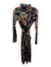 Cara Cara Size S Black, Orange & Green Polyester Blend Velvet Turtleneck Dress Black, Orange & Green / S
