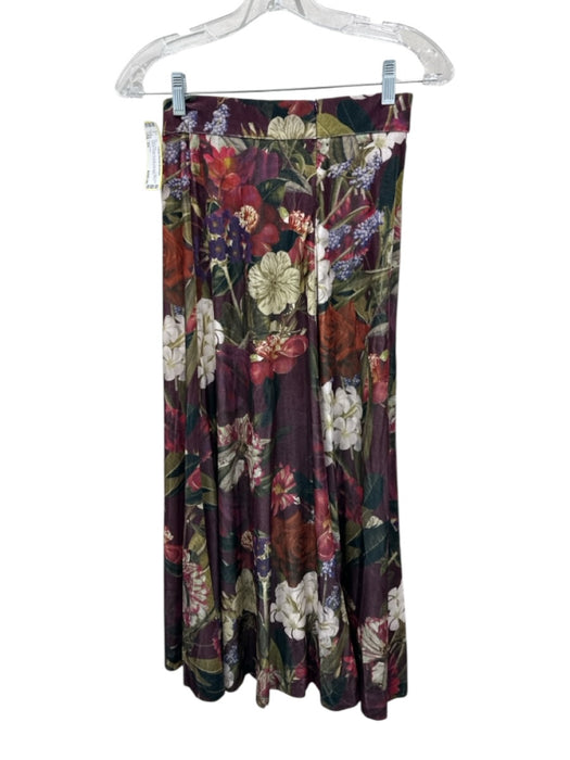 Cara Cara Size XS Purple, Green & white Polyester Blend Velvet Floral Skirt Set Purple, Green & white / XS