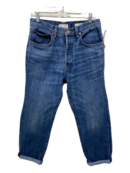 Nili Lotan Size 29 Med Wash Cotton Blend High Rise Wide Leg Button Fly Jeans Med Wash / 29