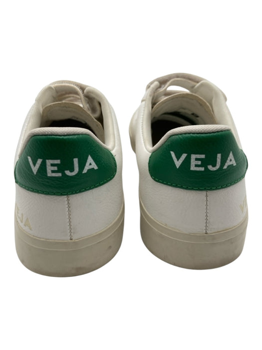 Veja Shoe Size 7 White & Green Leather Low Top Logo Velcro Sneakers White & Green / 7