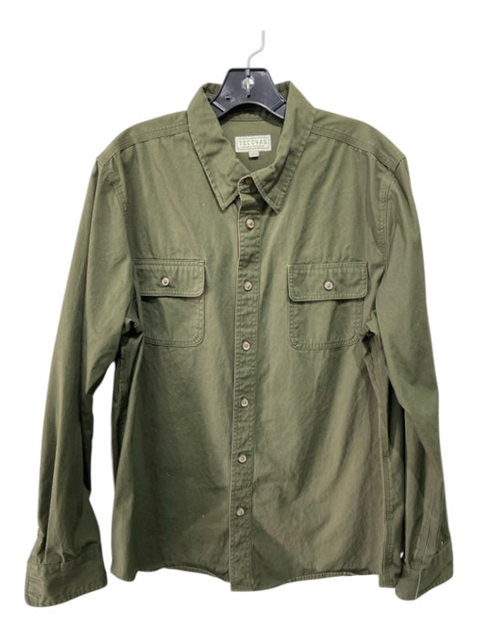 Tecovas Size L Olive Cotton Blend Solid Button Down Men's Long Sleeve Shirt L