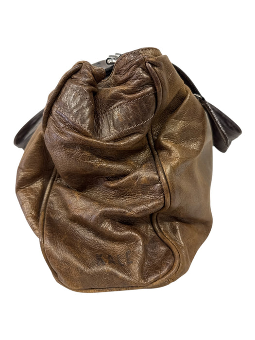Kale Tan Brown Leather Shoulder Straps Zipper Buckles Grommet Details Bag Tan Brown / Medium