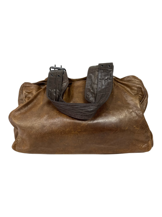 Kale Tan Brown Leather Shoulder Straps Zipper Buckles Grommet Details Bag Tan Brown / Medium