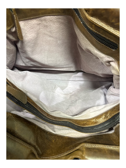 Kale Tan Brown Leather Shoulder Straps Zipper Buckles Grommet Details Bag Tan Brown / Medium