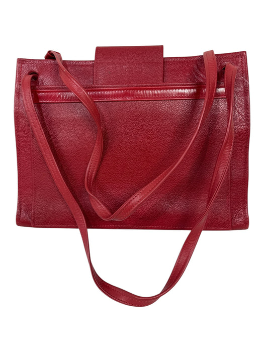 Hans Koch Ltd. Red Leather Shoulder Strap Flap Tote Pockets Bag Red