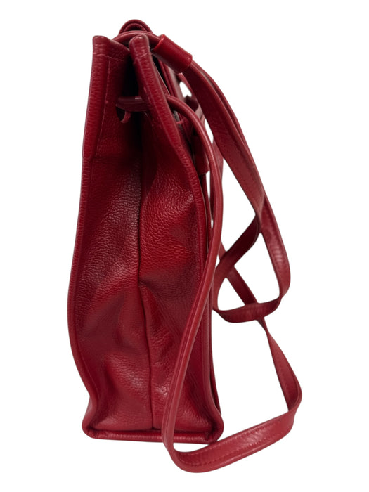 Hans Koch Ltd. Red Leather Shoulder Strap Flap Tote Pockets Bag Red