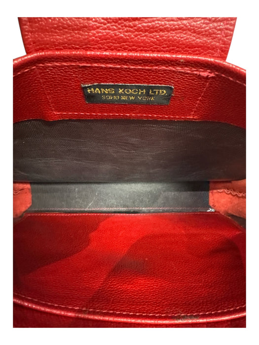 Hans Koch Ltd. Red Leather Shoulder Strap Flap Tote Pockets Bag Red