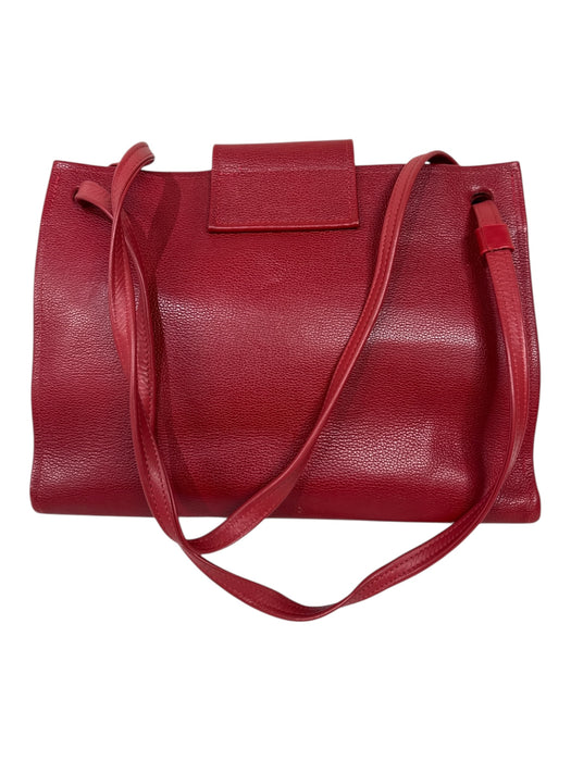 Hans Koch Ltd. Red Leather Shoulder Strap Flap Tote Pockets Bag Red
