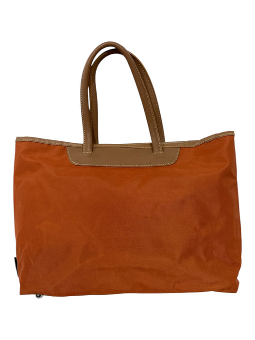 Abaco Orange & Tan Coated Canvas Leather Reversible Zipper Pocket Tote Bag Orange & Tan / Small