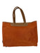 Abaco Orange & Tan Coated Canvas Leather Reversible Zipper Pocket Tote Bag Orange & Tan / Small